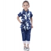 Generic Girl's Denim Tie & Dye Short Sleeve Top (Blue-White) Generic Girl's Denim Tie & Dye Short Sleeve Top (Blue-White)