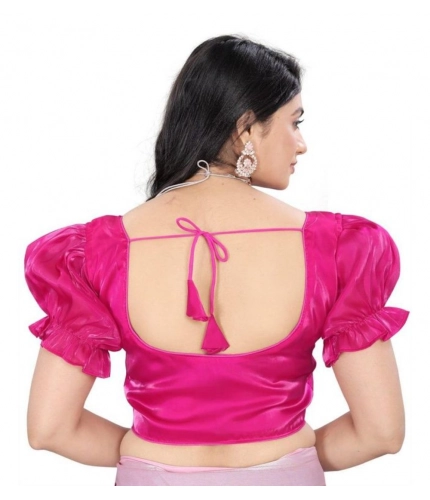Generic Women's Jimmy Solid Designer Neck Elastic Sleeve Readymade Blouse (Pink 38 , Alterable up to 42)-PID65832