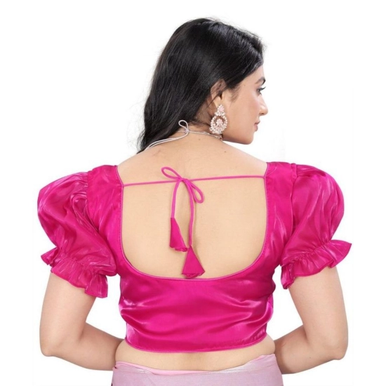 Generic Women's Jimmy Solid Designer Neck Elastic Sleeve Readymade Blouse (Pink 38 , Alterable up to 42)-PID65832