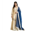 Generic Women's Silk Embroidered 3/4th Sleeve V-Neck Kurti With Sharara Pant and Dupatta Set (Cream & Blue) Generic Women's Silk Embroidered 3/4th Sleeve V-Neck Kurti With Sharara Pant and Dupatta Set (Cream & Blue)