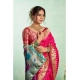 Generic Women's Silk Blend Woven Saree With Unstitched Blouse 5.5 Mtr (Pink)