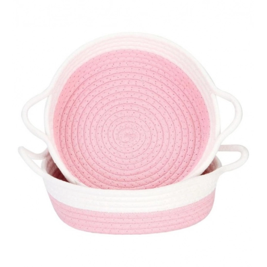 Generic Cotton White Basket 2 Pcs Storage Basket For Clothes (Pink-White) Generic Cotton White Basket 2 Pcs Storage Basket For Clothes (Pink-White)