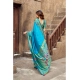 Generic Women's Silk Blend Woven Saree With Unstitched Blouse 5.5 Mtr (Aqua_Blue)
