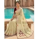 Generic Women's Star Georgette Embellished Saree With Unstitched Blouse 5.5Mtr (Beige-Maroon)