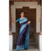 Generic Women's Soft Lichi Silk Printed Saree With Unstitched Blouse 5.5Mtr (Blue)