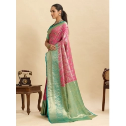 Generic Women's Faux_Banarasi_Silk Woven Saree With Unstitched Blouse 5.5Mtr (Pink)