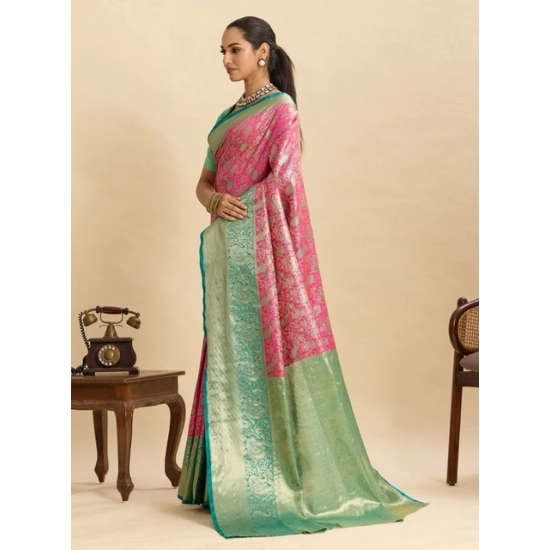 Generic Women's Faux_Banarasi_Silk Woven Saree With Unstitched Blouse 5.5Mtr (Pink) Generic Women's Faux_Banarasi_Silk Woven Saree With Unstitched Blouse 5.5Mtr (Pink)