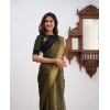 Generic Women's Soft Lichi Silk Printed Saree With Unstitched Blouse 5.5Mtr (Green)