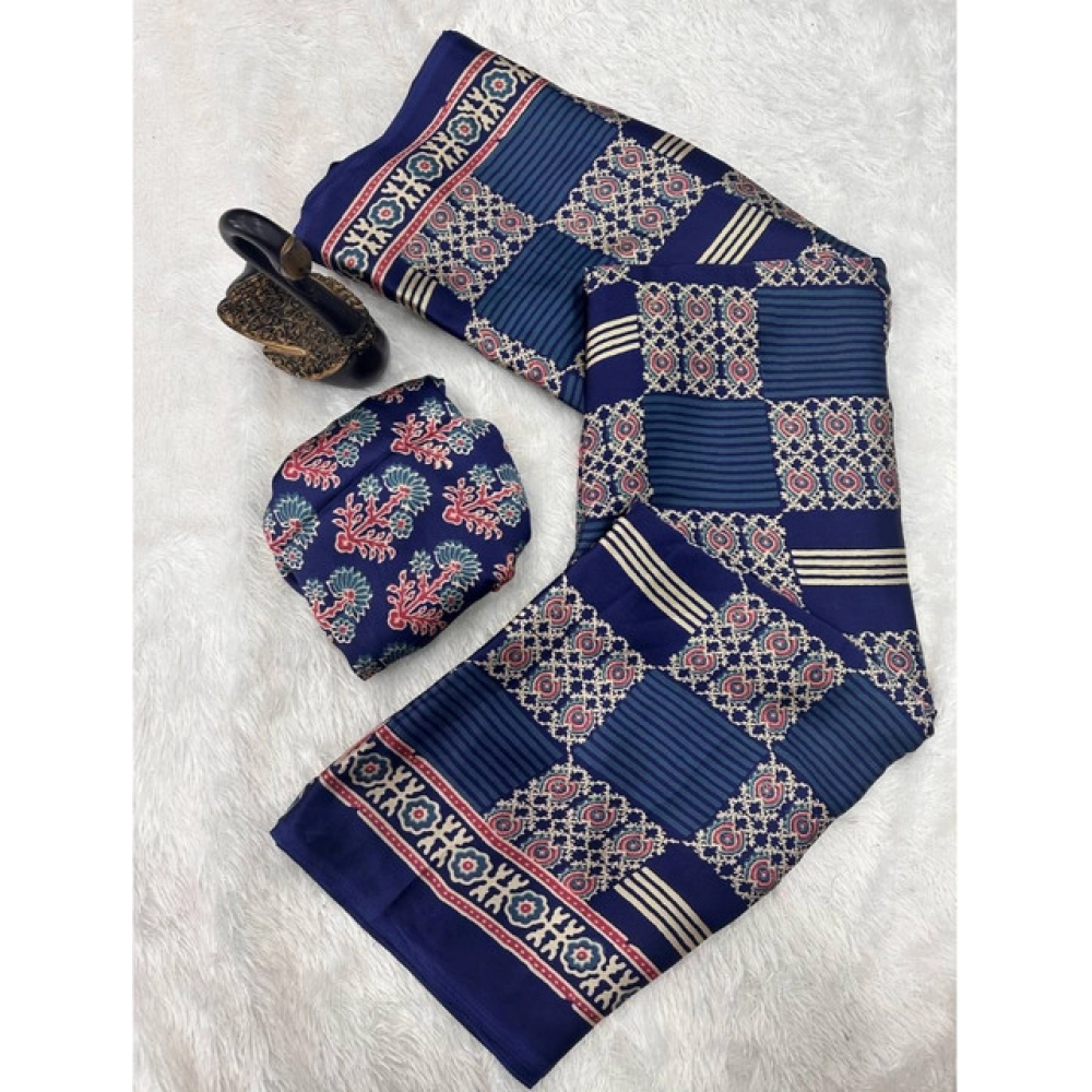 Generic Women's Gajji Soft Silk Printed Saree With Unstitched Blouse 5.5Mtr (Blue) Generic Women's Gajji Soft Silk Printed Saree With Unstitched Blouse 5.5Mtr (Blue)