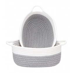 Generic Cotton Grey White 2 Pcs Storage Basket For Clothes (Grey-White)
