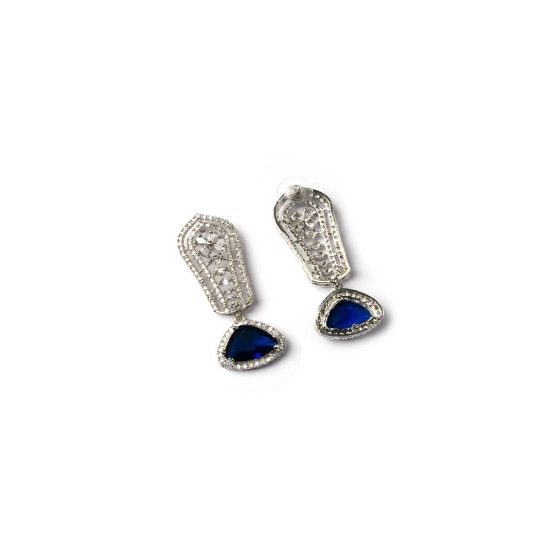 Generic Women's Brass Silver Plated Drop Earrings (Blue) Generic Women's Brass Silver Plated Drop Earrings (Blue)