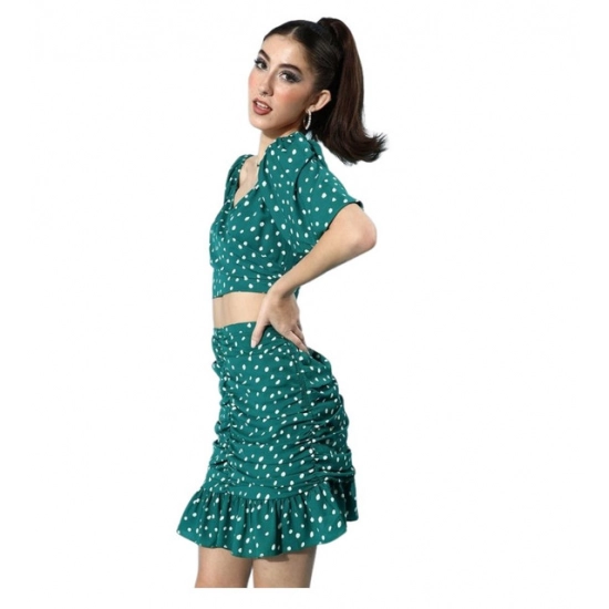 Generic Women's Polyester Floral Short Sleeve Co-Ord Set (Green) Generic Women's Polyester Floral Short Sleeve Co-Ord Set (Green)