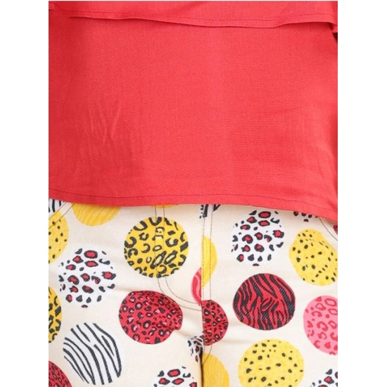 Generic Girl's Cotton Floral Elasticated Jegging and Top Set (Red) Generic Girl's Cotton Floral Elasticated Jegging and Top Set (Red)