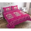 Generic Fleece Floral Printed Double Polar Warm Bedsheet with 2 Pillow Cover (Pink)