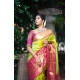 Generic Women's Litchi silk Printed Saree With Unstitched Blouse (Green)