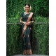 Generic Women's Litchi silk Printed Saree With Unstitched Blouse (Green)