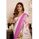 Generic Women's Linen Cotton Printed Ready To Wear Saree With Unstitched Blouse 5.5 Mtr (Off_White)