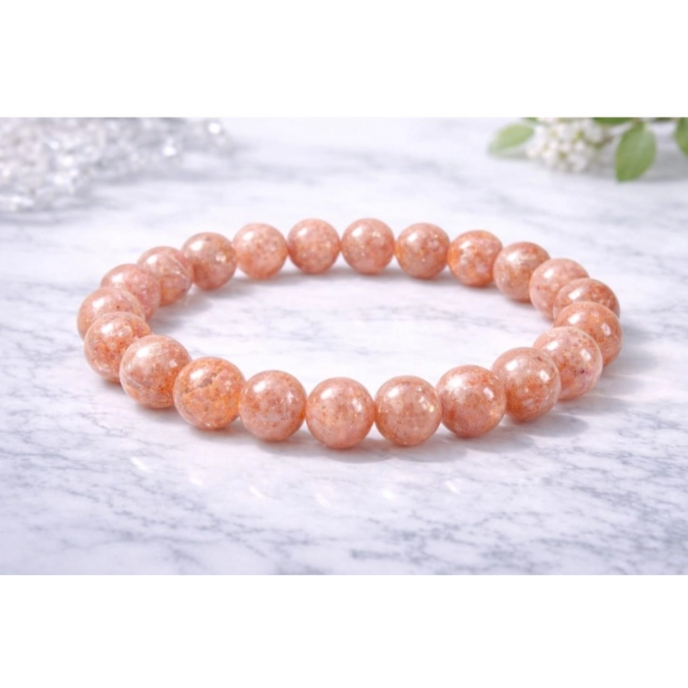 Generic Natural Crystal 8mm Sunstone Bracelet (Orange) Generic Natural Crystal 8mm Sunstone Bracelet (Orange)