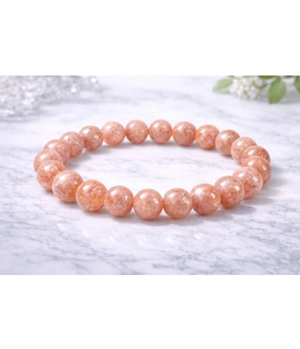 Generic Natural Crystal 8mm Sunstone Bracelet (Orange)
