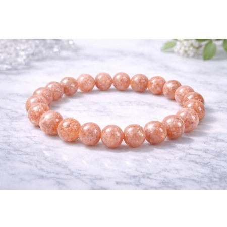 Generic Natural Crystal 8mm Sunstone Bracelet (Orange)