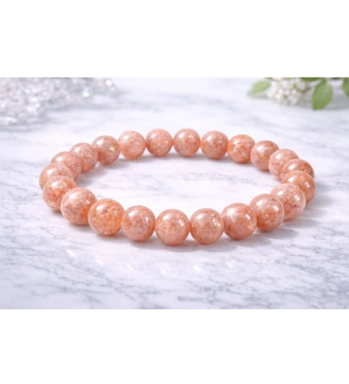 Generic Natural Crystal 8mm Sunstone Bracelet (Orange) Generic Natural Crystal 8mm Sunstone Bracelet (Orange)