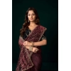 Generic Women's Net Sequence Saree With Unstitched Blouse 5.5Mtr (Maroon)