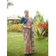 Generic Women's Faux_Tussar Kalamkari_Print Saree With Unstitched Blouse 5.5Mtr (Blue) Generic Women's Faux_Tussar Kalamkari_Print Saree With Unstitched Blouse 5.5Mtr (Blue)