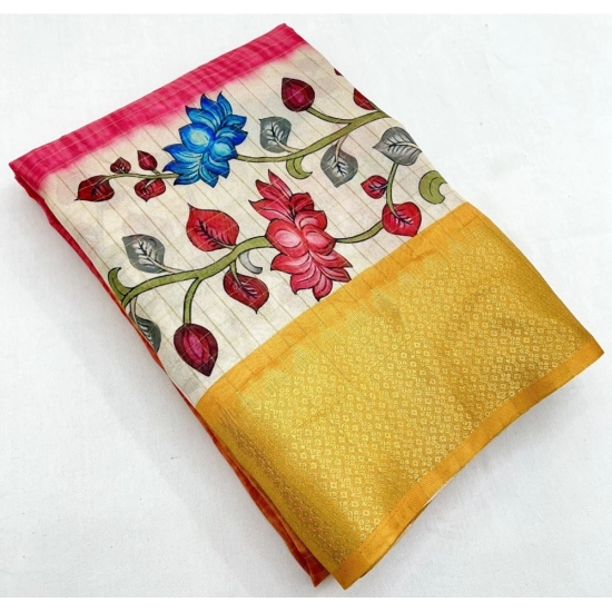 Generic Women's Cotton Blend Floral Printed Saree With Unstitched Blouse 5.5Mtr (Yellow) Generic Women's Cotton Blend Floral Printed Saree With Unstitched Blouse 5.5Mtr (Yellow)