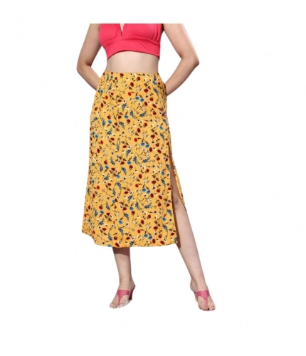 Generic Women's Polyester Floral Side Zip Skirt (Multicolor)