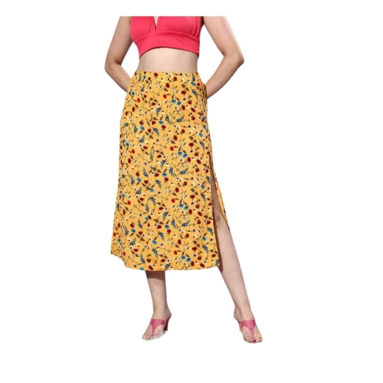 Generic Women's Polyester Floral Side Zip Skirt (Multicolor) Generic Women's Polyester Floral Side Zip Skirt (Multicolor)