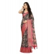 Generic Women's Cotton Silk Floral Printed Saree With Unstitched Blouse 5.5Mtr (Black)