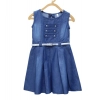 Generic Girl's Denim Embellished Sleeveless Dress with Belt (Blue) Generic Girl's Denim Embellished Sleeveless Dress with Belt (Blue)