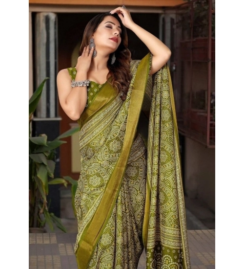 Generic Women's Cotton Silk Printed Saree With Unstitched Blouse 5.5Mtr (Green) Generic Women's Cotton Silk Printed Saree With Unstitched Blouse 5.5Mtr (Green)