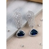 Generic Women's Brass Silver Plated Drop Earrings (Blue)