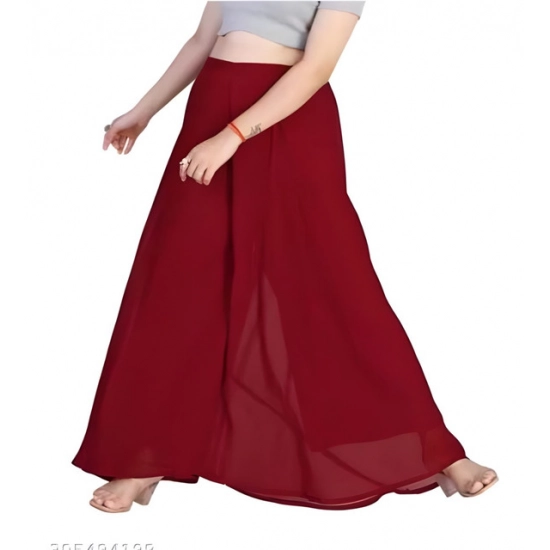 Generic Women's Pack of 1 Georgette Solid High Rise Wide Leg Flared Palazzo Pants with Elastic Waist (Maroon) Generic Women's Pack of 1 Georgette Solid High Rise Wide Leg Flared Palazzo Pants with Elastic Waist (Maroon)