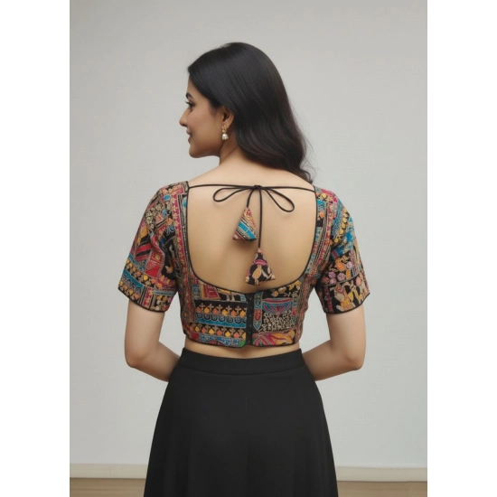 Generic Women's Crepe Position Print V Neck Short Sleeve Readymade Blouse (Black 38 Ready , Alterable 36–40)-PID65821 Generic Women's Crepe Position Print V Neck Short Sleeve Readymade Blouse (Black 38 Ready , Alterable 36–40)-PID65821