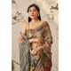 Generic Women's Faux_Linen Printed Saree With Unstitched Blouse 5.5Mtr (Beige)