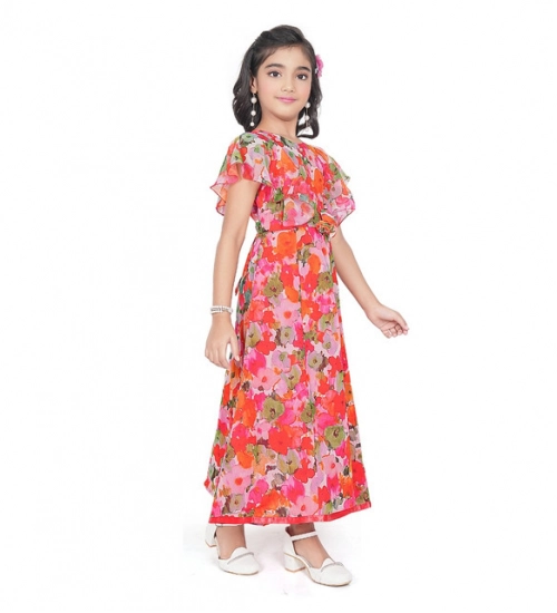 Generic Girl's Shiffon Printed Short Sleeve Round Neck Dress (Multicolor) Generic Girl's Shiffon Printed Short Sleeve Round Neck Dress (Multicolor)