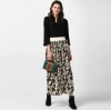 Generic Women's Georgette Chain Print Elasticated Skirt (Cream-Black)