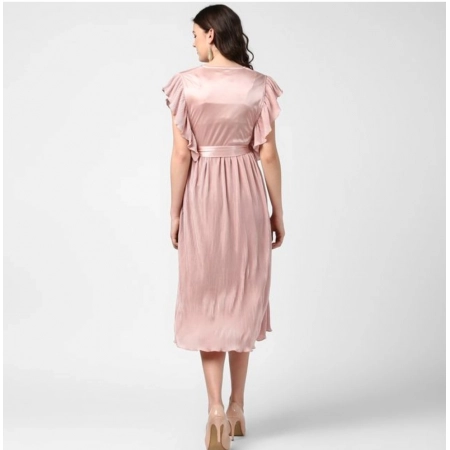 Generic Women's Polyester Pleated Flutter Dress (Champagne Gold) Generic Women's Polyester Pleated Flutter Dress (Champagne Gold)