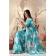 Generic Women's Georgette Printed Saree With Unstitched Blouse 5.5Mtr (Aqua_Blue)