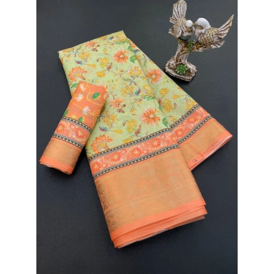 Generic Women's Soft Dola Cotton Printed Saree With Unstitched Blouse 5.5Mtr (Orange) Generic Women's Soft Dola Cotton Printed Saree With Unstitched Blouse 5.5Mtr (Orange)