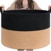 Generic Cotton Pack Of_1 16x14 Inch Storage Basket For Clothes With Out Lid (Black-Beige)