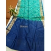 Generic Women's Raw Silk Ikkat Saree With Unstitched Blouse 5.5Mtr (Sky Blue)