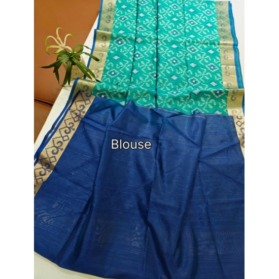 Generic Women's Raw Silk Ikkat Saree With Unstitched Blouse 5.5Mtr (Sky Blue) Generic Women's Raw Silk Ikkat Saree With Unstitched Blouse 5.5Mtr (Sky Blue)