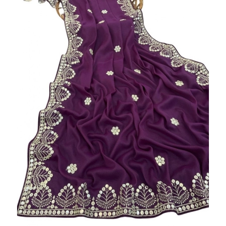 Generic Women's Georgette Embellished Saree With Unstitched Blouse 5.5Mtr (Purple) Generic Women's Georgette Embellished Saree With Unstitched Blouse 5.5Mtr (Purple)