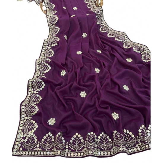 Generic Women's Georgette Embellished Saree With Unstitched Blouse 5.5Mtr (Purple) Generic Women's Georgette Embellished Saree With Unstitched Blouse 5.5Mtr (Purple)