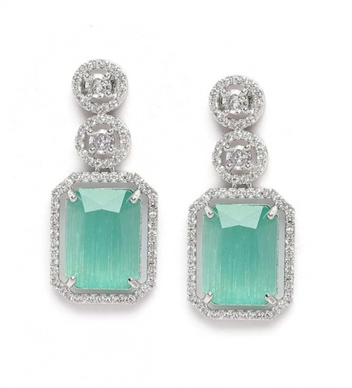 Generic Women's Brass Silver Plated Drop Earrings (Turquoise) Generic Women's Brass Silver Plated Drop Earrings (Turquoise)