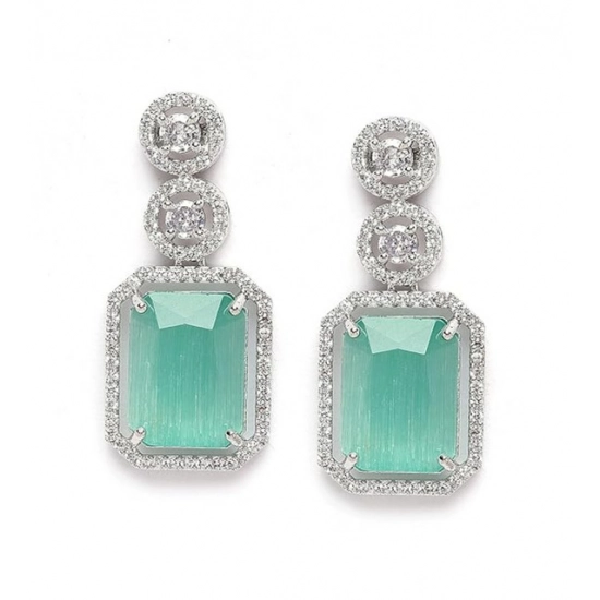 Generic Women's Brass Silver Plated Drop Earrings (Turquoise) Generic Women's Brass Silver Plated Drop Earrings (Turquoise)