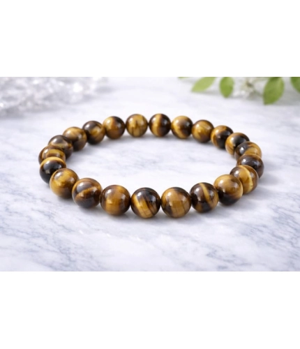 Generic Natural Crystal 8mm Tiger Eye Bracelet  (Brown)